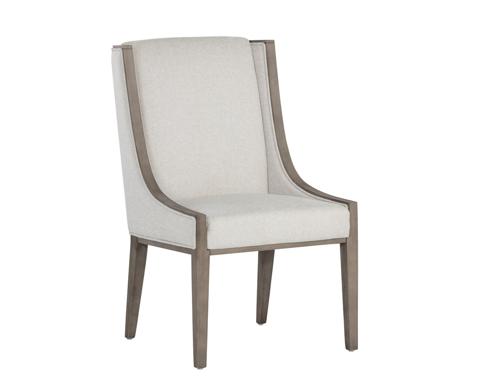 Sunpan Idalia Dining Chair - Elegant Wing Back Design with Contoured Silhouette for Timeless Dining Spaces Latte / Belfast Oatmeal