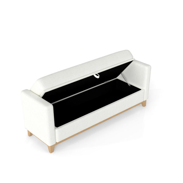 English Elm 66 Inch Sherpa Upholstered Storage Bench with Fluted Wood Base and Bolster Pillows Beige+Natural W1658P446112