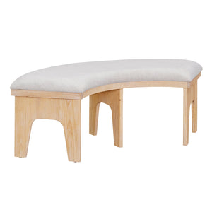 English Elm TREXM Round 5-Piece Rustic Dining Set with Upholstered Chairs and Curved Bench, Distressed Wood Finish Beige+Natural ST000146AAD