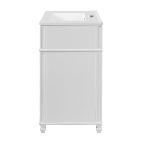 English Elm Bathroom Vanity with Sink French-Inspired 30" Ceramic Basin Vanity Cabinet with Soft-Close Doors & Drawer Organizer White N710P286723K