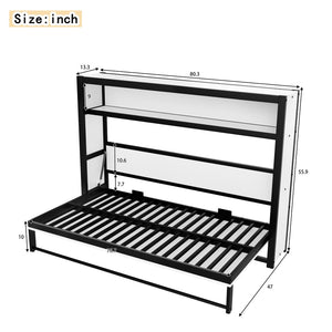 English Elm Twin Space-Saving Murphy Bed With Shelves – Stylish Foldable Metal Wall Bed For Compact Living Spaces W1580S00149-GIGA