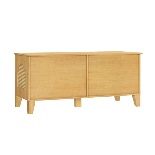 English Elm Lars Rubberwood Rattan Dog Crate Cabinet Stylish Pet Kennel for Living Room Natural N775P397560N