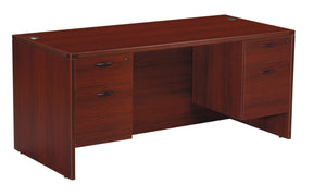 OSP Home Furnishings Napa Executive Double Pedestal Desk with Multi Drawer Storage for Home Office Use Mahogany NAPMAH-TYP4