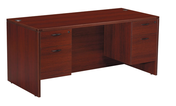 OSP Home Furnishings Napa Executive Double Pedestal Desk with Multi Drawer Storage for Home Office Use Mahogany NAPMAH-TYP4