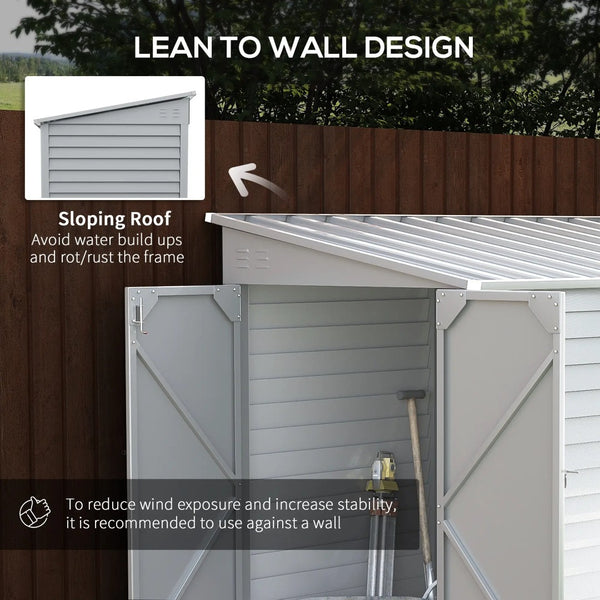 English Elm Garden Lean-to Steel Shed with Lockable Double Doors and 38 Sq Ft Outdoor Storage T3971S00067