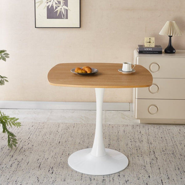 English Elm 1+4,5pieces Mid-century Dining Set White Mdf Top Tapered Metal Legs Seats Six W3766S00007