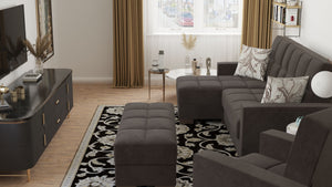 English Elm PrimeNest NimbusFlow Upholstered Ottoman with Storage and Click-Clack Tech, Compact Chenille Seating Brown B030P280978