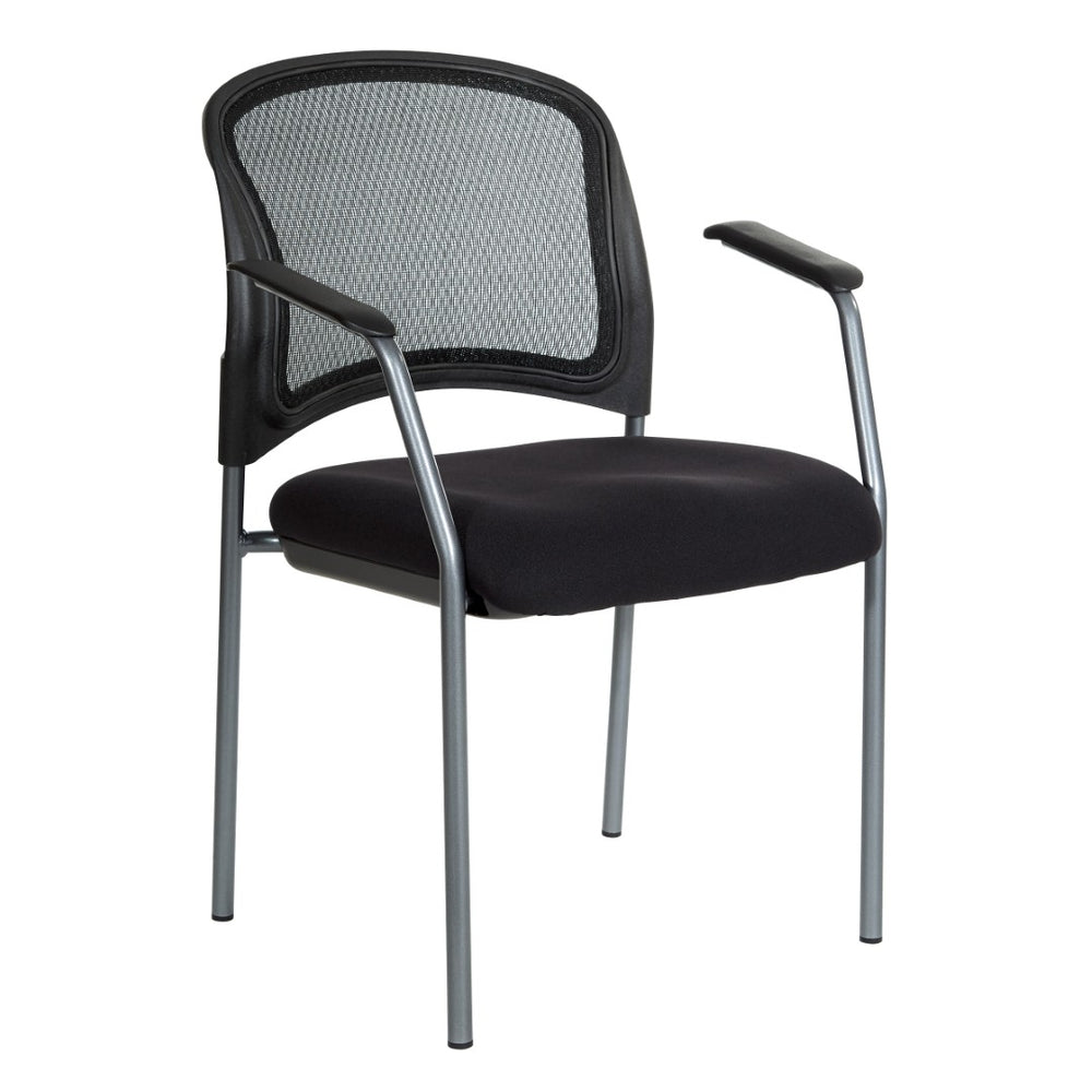 OSP Home Furnishings Progrid Mesh Back Stackable Office Chair with Titanium Frame and Lumbar Support R Grade Fabric 86710R-R