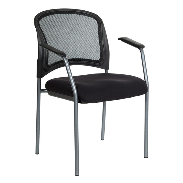 OSP Home Furnishings Progrid Mesh Back Stackable Office Chair with Titanium Frame and Lumbar Support Coal 86710R-30