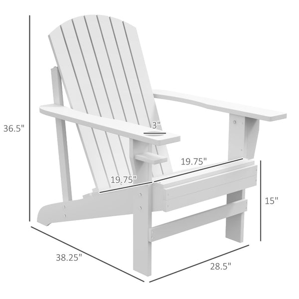 English Elm Outsunny Wooden Adirondack Chair With Cup Holder, Weather-Resistant Outdoor Furniture For Relaxation W2225P174083-GIGA