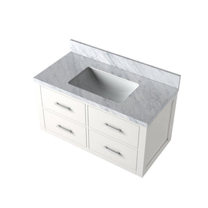 English Elm White Single Bath Vanity With Carrara Marble Top – Elegant 36" W X 22" D, Solid Wood Frame, Fully Assembled B2731P257978-GIGA