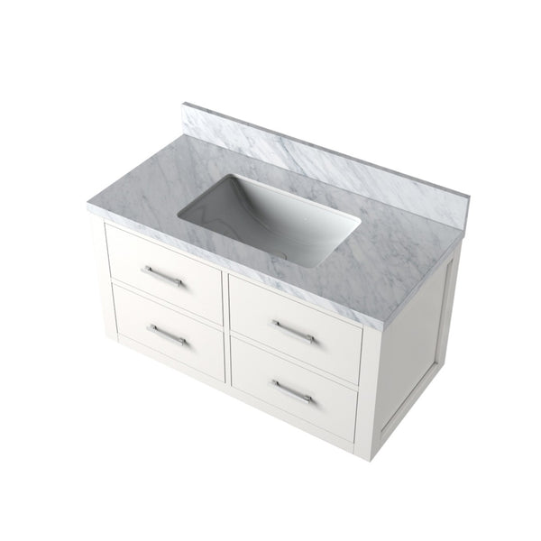 English Elm White Single Bath Vanity With Carrara Marble Top – Elegant 36" W X 22" D, Solid Wood Frame, Fully Assembled B2731P257978-GIGA