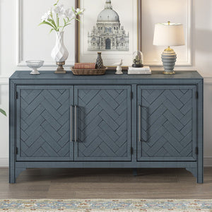 English Elm U_Style Versatile Storage Cabinet Sideboard with Solid Pine Legs, Adjustable Shelves, 275 lb Top Capacity Navy Blue WF531505AAV