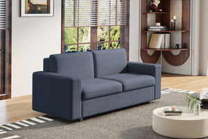 English Elm Pull Out Sofa Bed Full Size Sleeper Sofa with Memory Foam Dual-Layer Mattress, Space-Saving Loveseat Blue W3795P357860