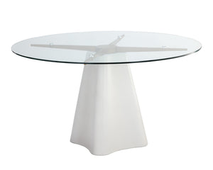 Sunpan Moda Modern 55" Dining Table with Clear Tempered Glass Top and Antique Brass Base for Stylish Dining White