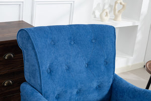 English Elm Accent Light Blue Chenille Club Chair with Ergonomic Curved Back, Removable Cushions, 300lb Capacity W3042P390762