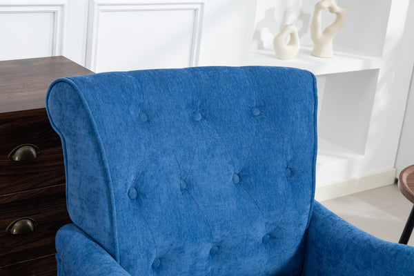 English Elm Accent Light Blue Chenille Club Chair with Ergonomic Curved Back, Removable Cushions, 300lb Capacity W3042P390762