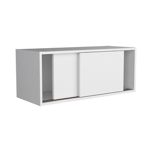 English Elm Wall Cabinet Bliss White Wall-Mounted Storage with Sliding Doors, 55 lb Capacity, Sleek Office Organizer B092P245923