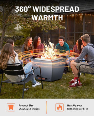 English Elm Cyberpit Smokeless Fire Pit 25" - Portable Stainless Steel Design With Pull-Out Ash Pan & Easy Transport W944P272798