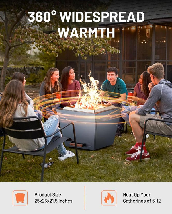 English Elm Cyberpit Smokeless Fire Pit 25" - Portable Stainless Steel Design With Pull-Out Ash Pan & Easy Transport W944P272798