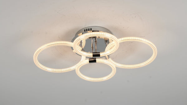 English Elm Modern Acrylic Ring Flush Mount Led Fixture Dimmable Remote Six Rings Four Heads T3177P283987