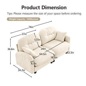 English Elm Loveseat Modular Cloud Sectional Sofa with Tufted Chenille Backrest, Ergonomic High-Density Comfort, Durable Wood Base Beige W714S01364