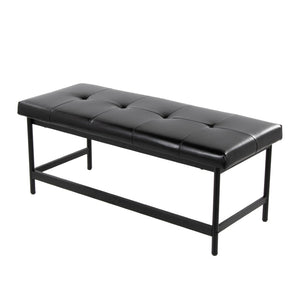 English Elm Bench Upholstered in Faux Leather with Powder Coated Frame for Bedroom or Entryway B202S02134