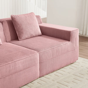 English Elm Martha Armless Corduroy Sofa Deep Seat Lounge Design with Cloud Comfort Pillows Pink W3041P353185