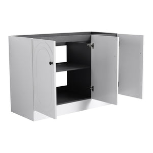 English Elm 48" Modern Freestanding Bathroom Vanity with Integrated Basin, Adjustable Shelf & 3 Metal Handles White W999P241069
