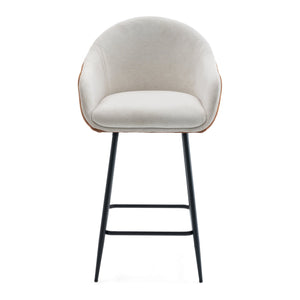 English Elm Christopher Knight Home® - 26.5'' Modern-Style Counter Height Bar Stools with Two-Tone Beige Brown Upholstery and Metal Legs, Cushioned Comfort for Kitchen Island and Home Bar (26.5" Seat) N780P225243B