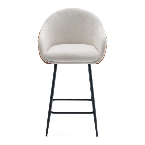 English Elm Christopher Knight Home® - 26.5'' Modern-Style Counter Height Bar Stools with Two-Tone Beige Brown Upholstery and Metal Legs, Cushioned Comfort for Kitchen Island and Home Bar (26.5" Seat) N780P225243B