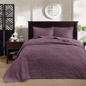 English Elm Reversible Madison Park Quebec Quilt Set King/Cal King - Cottage-Style Textured Stitching, Antimicrobial Freshness Purple 17.72 L x 15.35 W x 7.87 H B03597546