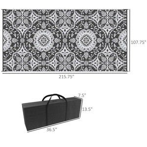 English Elm Outsunny Reversible Polypropylene Outdoor Rug 9x12 Striped Waterproof Mat with Carry Bag W2225P174541