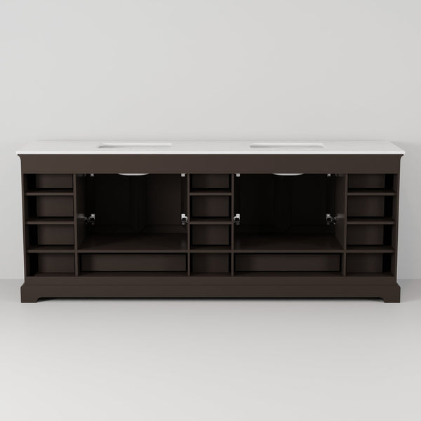 English Elm Espresso 84" Double Bath Vanity with Carrara Marble Top, Solid Wood, Soft-Close Drawers & Storage B2731P258315
