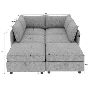 English Elm Modular Sectional Sofa - Versatile Convertible Seating With Storage, Stylish Comfort For Any Room W680S00029