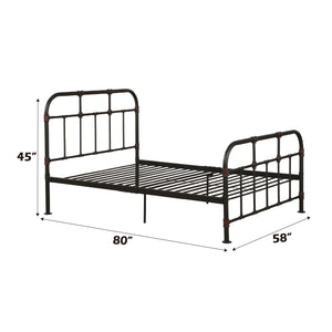 English Elm Nicipolis Sandy Gray Full Bed with Industrial Metal Frame, Copper Accents, Slat System, 330lb Capacity B2726P340280