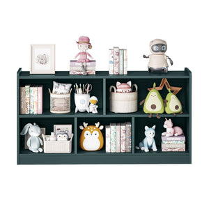 English Elm Wooden Five Cube Open Organizer Low Profile Montessori Bookshelf for Playroom or Nursery Light Green T3210P476851