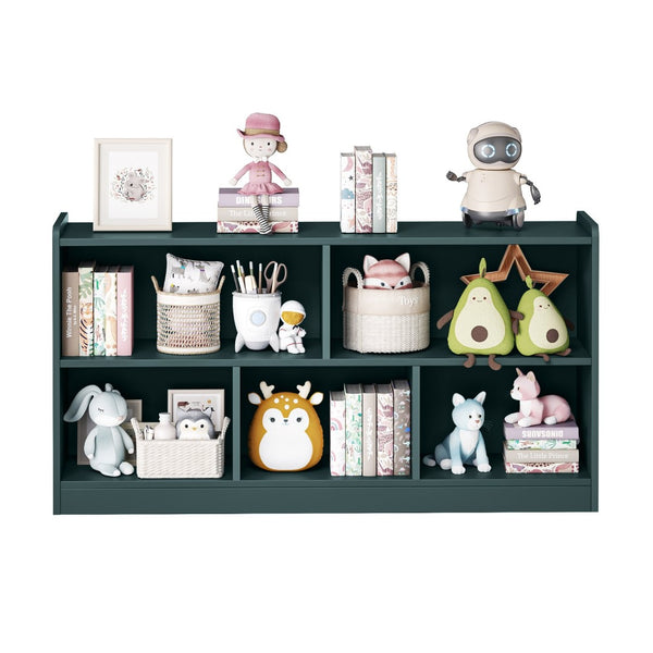 English Elm Wooden Five Cube Open Organizer Low Profile Montessori Bookshelf for Playroom or Nursery Light Green T3210P476851