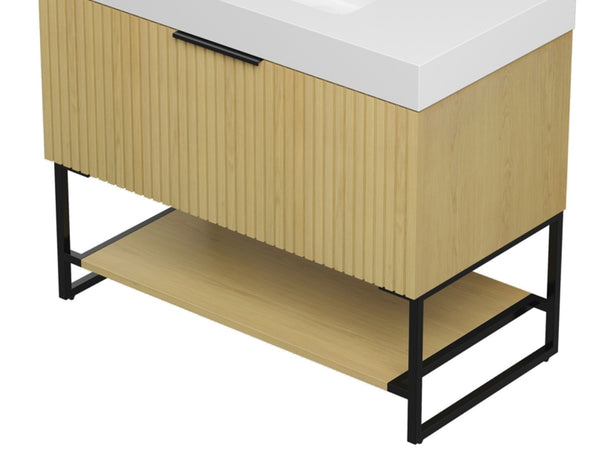 English Elm 36" Muri Oak Woodgrain Plywood Bathroom Vanity Cabinet with Soft Close Doors W2615P338074