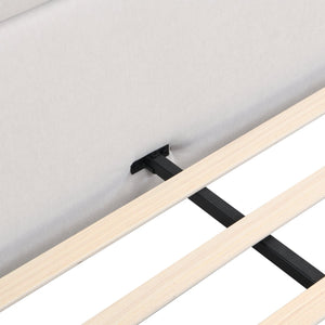 English Elm Christopher Knight Home® - California Upholstered King Platform Bed with Wingback Headboard, Beige Fabric, Sturdy Slats, Silent Support N757P332189B