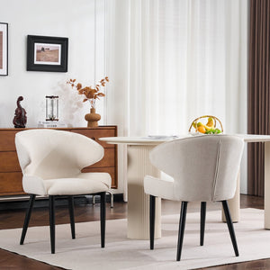English Elm Modern Shell Back Upholstered Dining Chairs Set of 2 Scandinavian Fabric Seat N772P429023B