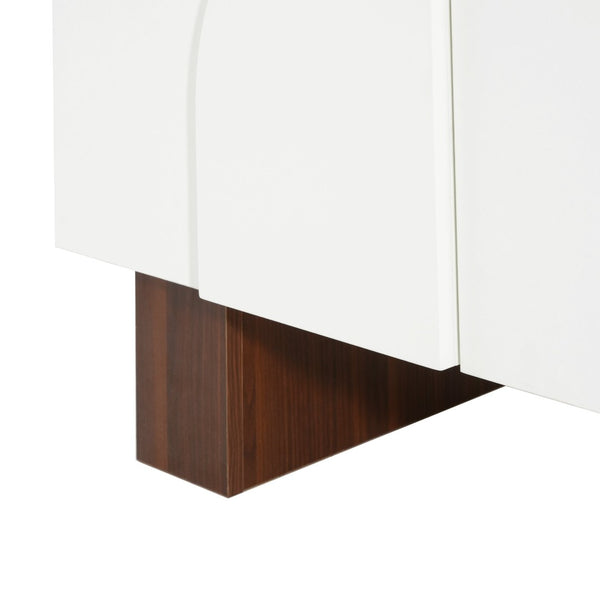 English Elm Modern White Walnut Sideboard with Geometric Doors Adjustable Shelves Dining Storage N779P373192W_N779P373193W
