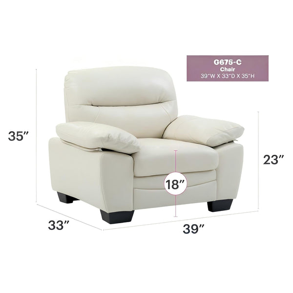 English Elm Marta PU Accent Chair with Pocket Coil Seating, Cozy Faux Leather, Removable Back for Easy Move Off White 15.9 L x 38.2 W x 32.9 H B078108379