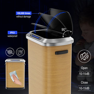 English Elm 50L Smart Sensor Trash Can with Silent Slow-Close Lid, 50L Stainless Steel Motion Bin for Kitchen W1550P154906