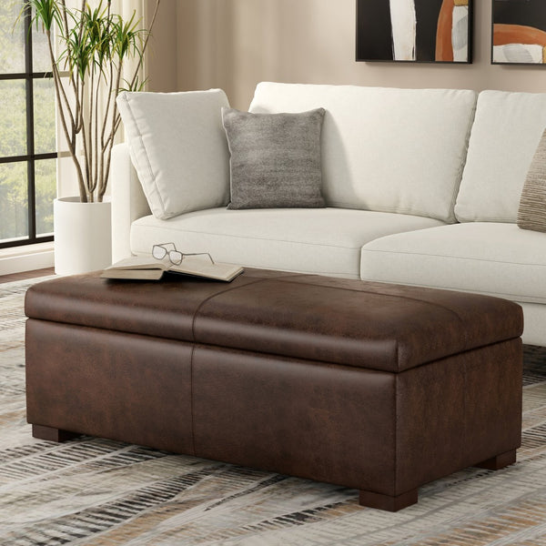 English Elm Gabbie Rectangular Storage Ottoman - Stylish Upholstered Footstool With Hidden Storage & Comfort B136P252695