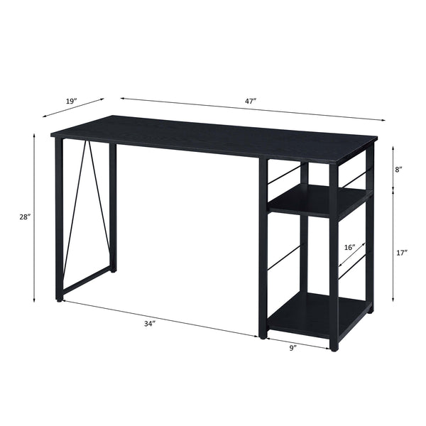 English Elm Rectangular Rustic Industrial Writing Desk with Metal Frame, 2-Tier Open Shelves for Storage and PC Black B016P312622