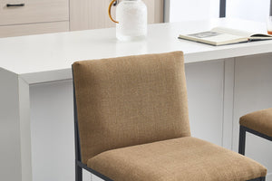 English Elm Counter Height Bar Stools Set of 2 Upholstered Linen Seats with Metal Frame & Cushion Comfort for Kitchen Bar and Dining Room Coffee W1249P257010