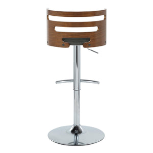 English Elm Cosi Mid-Century Modern Adjustable Barstools Set Of 2 With Swivel, Chrome Base & Walnut Backrest B202S00778