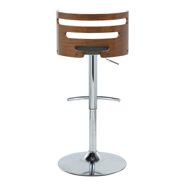 English Elm Cosi Mid-Century Modern Adjustable Barstools Set Of 2 With Swivel, Chrome Base & Walnut Backrest B202S00778