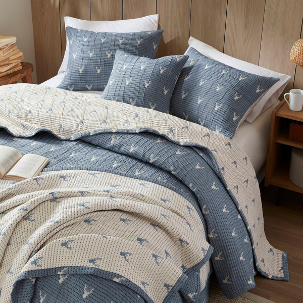 English Elm 3 Luxe Matelassé Coverlet Set Full/Queen with Two Standard Shams – Lightweight Polyester, Textured Elegance Blue 18.7 L x 14.76 W x 5.32 H B035P366538